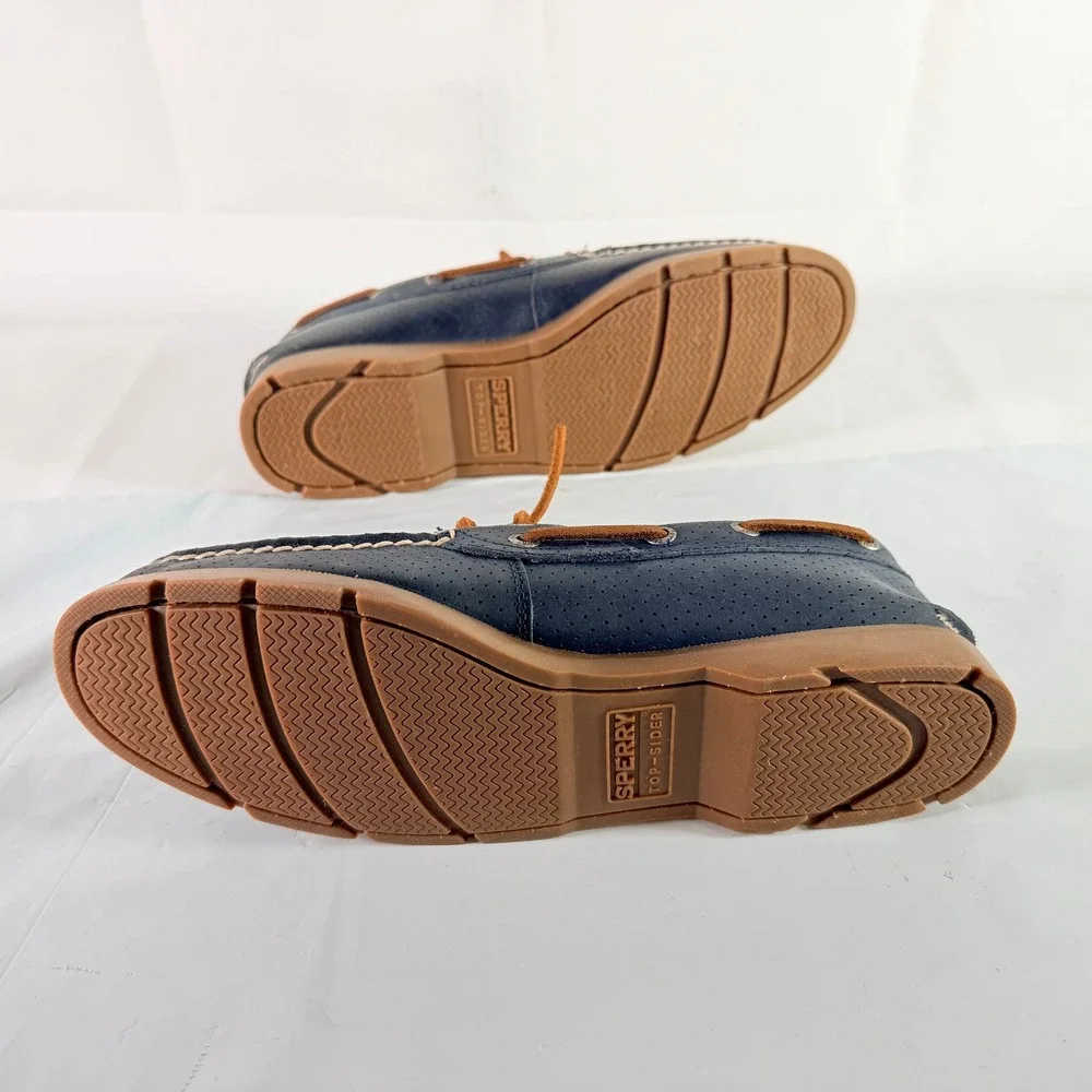 Sperry Men's Leeward 2-Eye Perf Navy Boat Shoes Size 9 W New